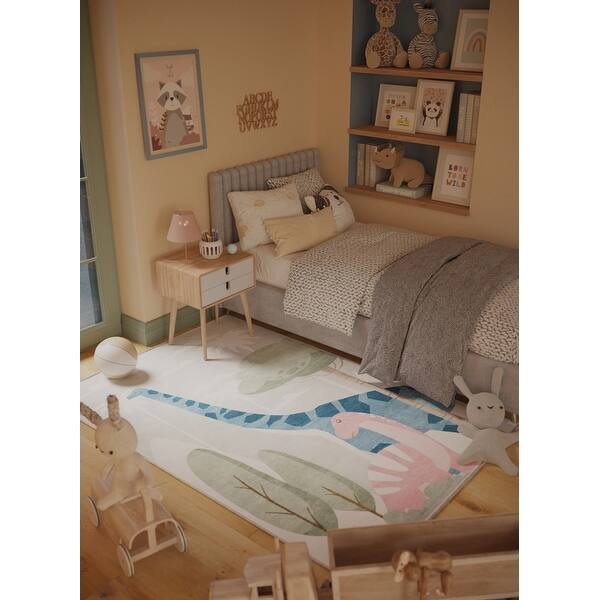 slide 2 of 4, Ginza Six Washable Lost Earth Gentle Titans Kids Rug