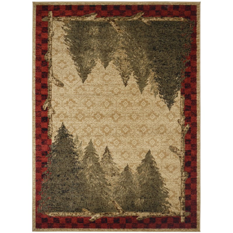American Destination Forest Woods Lodge Cabin Area Rug - 2'3" x 3'3" - Beige