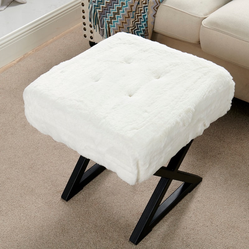 FauxFur Ottoman Vanity Stool 19"X19"X19".