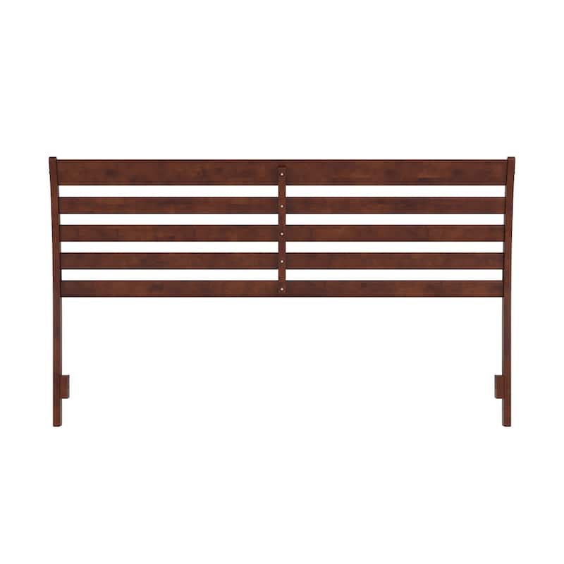 King Size Solid Wood Headboard with Elegant Panel Construction, Rich Walnut Finish for Bedroom Decor