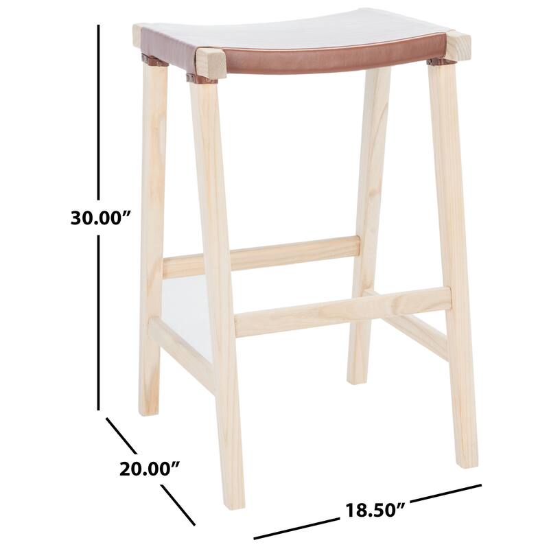 SAFAVIEH Luxita 30-inch Leather Rectangle Bar Stool - 18.5" x 20" x 30" - 19Wx20Dx30H