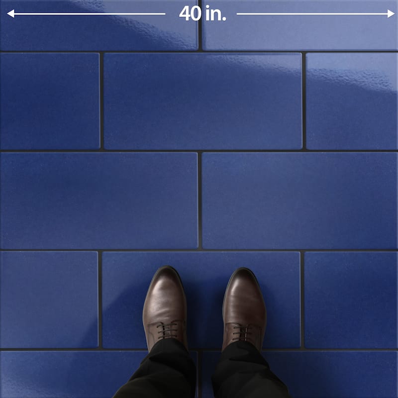 Merola Tile Piscina Brick Glossy Cobalto 9-5/8" x 19-1/2" Porcelain Floor and Wall Tile
