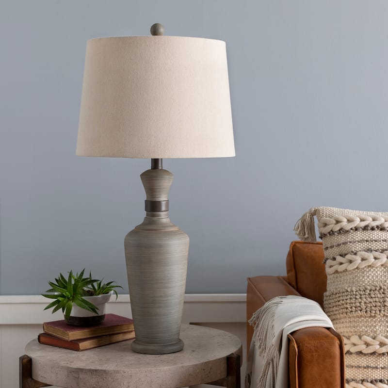 Livabliss Constance Classic Grey Table Lamp - 28.5"H x 14"W x 14"D - 28.5"H x 14"W x 14"D