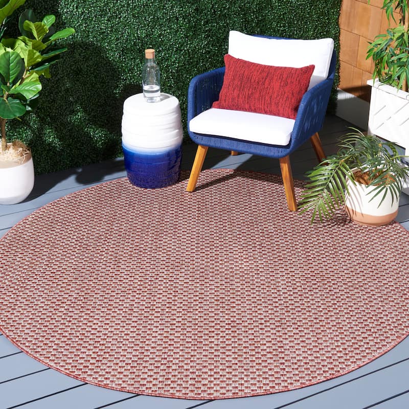 SAFAVIEH Courtyard Judi Indoor/ Outdoor Patio Backyard Rug - 5'3" Round - Rust/Light Grey