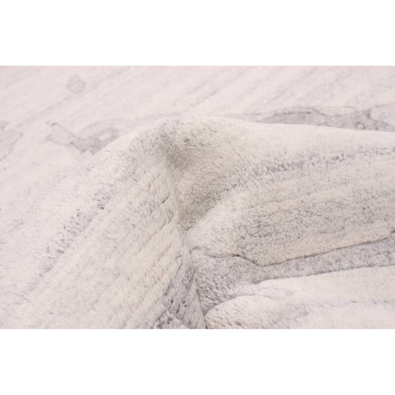 ECARPETGALLERY Hand-knotted Alma Grey, White Wool Rug - 2'5 x 9'9
