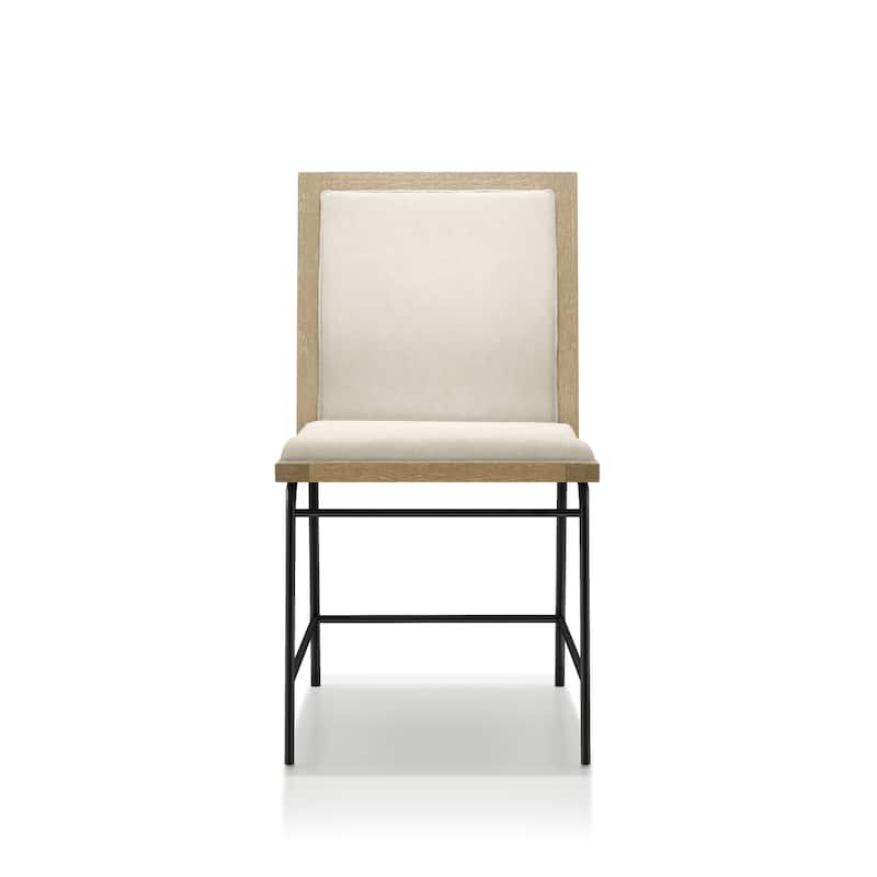 Furniture of America Elira Modern Oak Padded Fabric Dining Chairs (Set of 2)