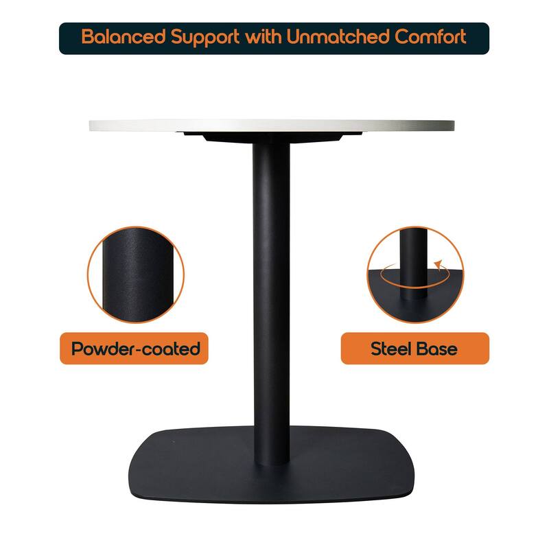 Vail Square Dining Table with 36 in. MDF Tabletop in Black Stainless Steel Square Base Accent Kitchen Table