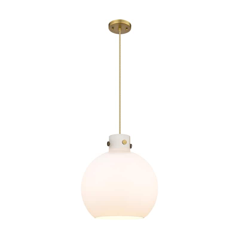 Innovations Lighting Newton Sphere - 1 Light 14" Cord Hung Pendant - Brushed Brass/Matte White