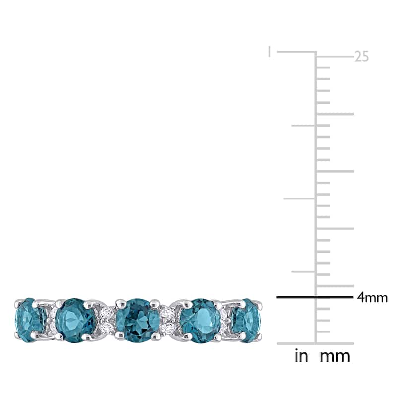 Miadora 1 5/8ct TGW London Blue Topaz and White Topaz Semi Eternity Ring in Sterling Silver