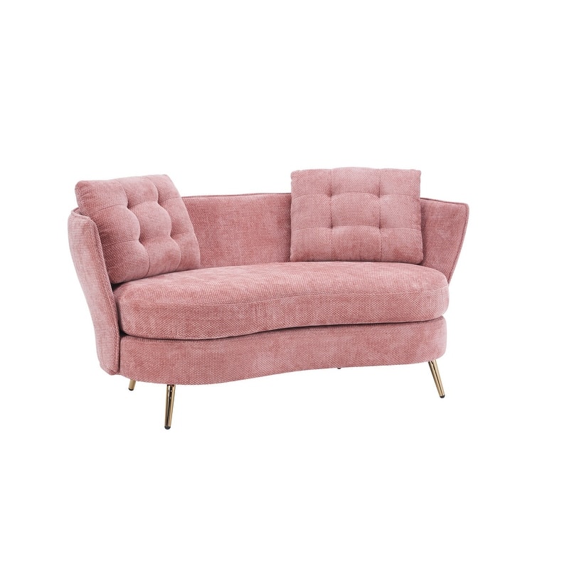 Contemporary Velvet Upholstered Tufted Loveseat Sofa,Living Room Couch with Golden Metal Legs