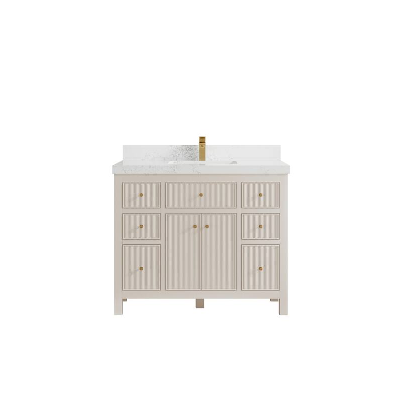 Willow Collections 42 in W x 22 in D Sonoma Free Standing Reeded Single Sink Bathroom Vanity with Countertop