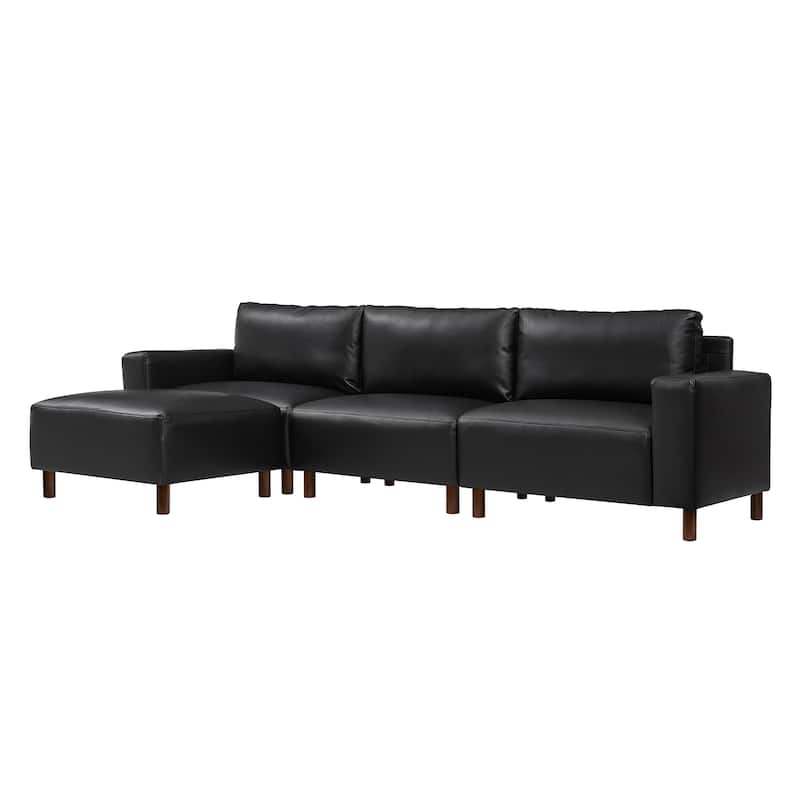 Roomfitters Modern Sectional Sofa, Comfortable L-Shaped Upholstered Couch with Solid Wooden Legs for Living Room