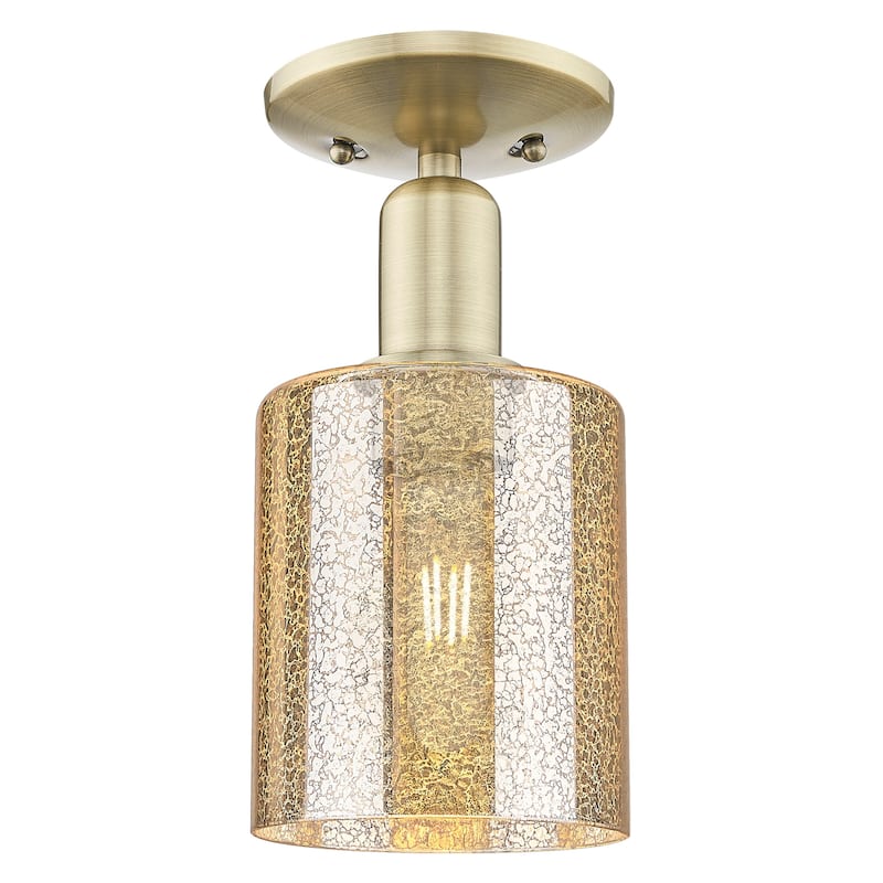 Innovations Lighting 716-1C-11-5 Cobbleskill Semi-Flush Cobbleskill 5" - Antique Brass / Mercury