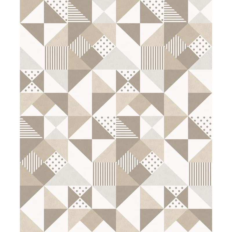 Seabrook Designs Lozenge Geometric Unpasted Wallpaper - 20.5 in. W x 33 ft. L - Latte & Dorian Grey