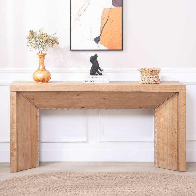 62" Modern Rustic Console Table - Solid-Look Engineered Wood Entryway Table - Antique Natural