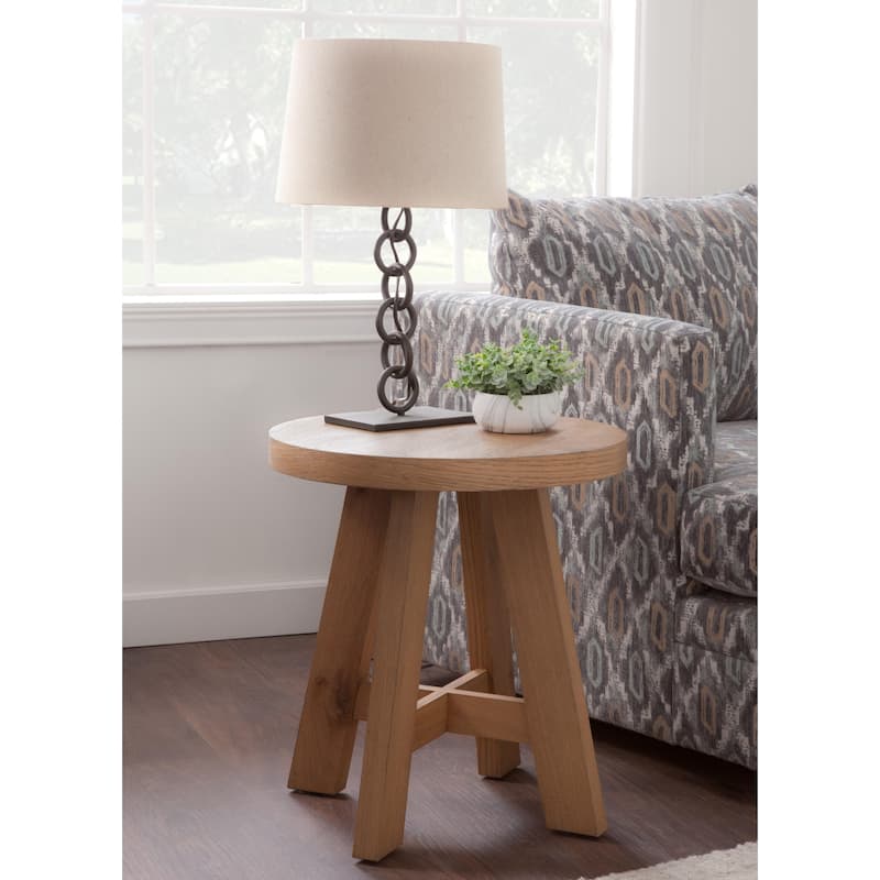 BoHo Modern Natural Wood Round End Table - Natural