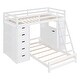 preview thumbnail 8 of 16, Twin Over Twin Solid Pine Bunk Bed with Drawers, Shelves, Desk with LED & USB Ports