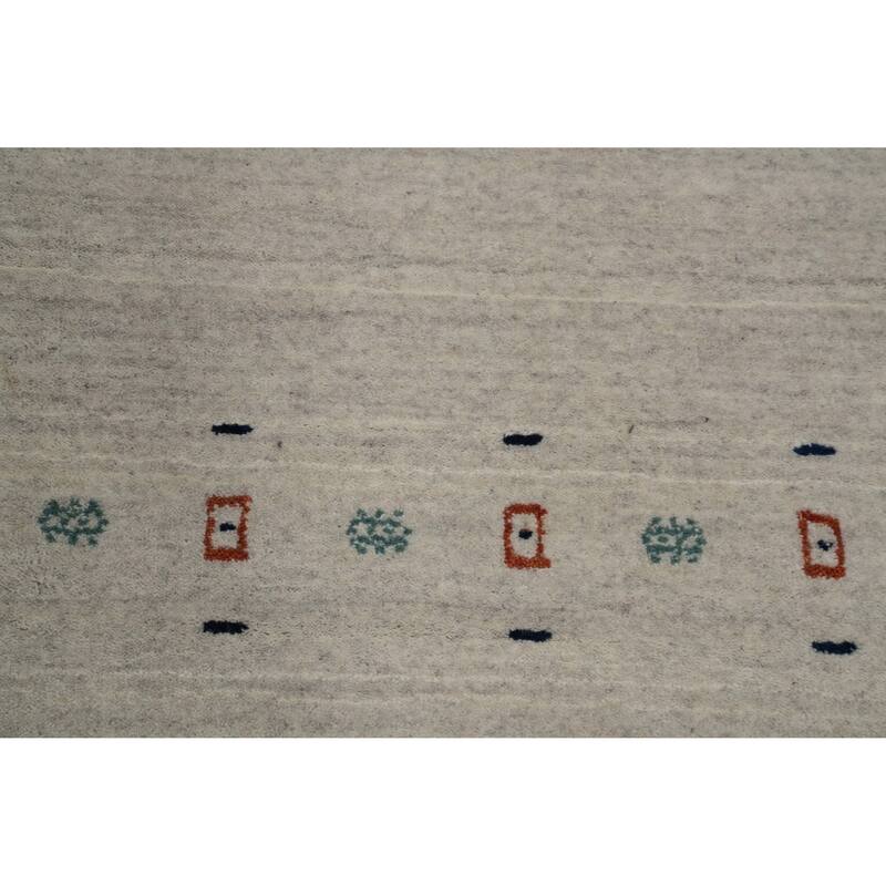 Hand Knotted Oriental 100% Wool Carpet Tribal Animal Pictorial Beige & Ivories Gabbeh Area Rug - 8' 0'' X 8' 2''