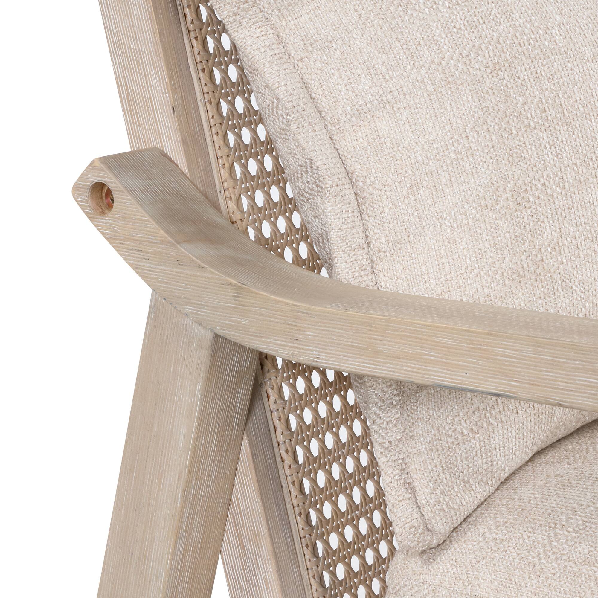 Round Rattan Back Accent Chair Arm Chair with Lumbar Pillow Bed Bath