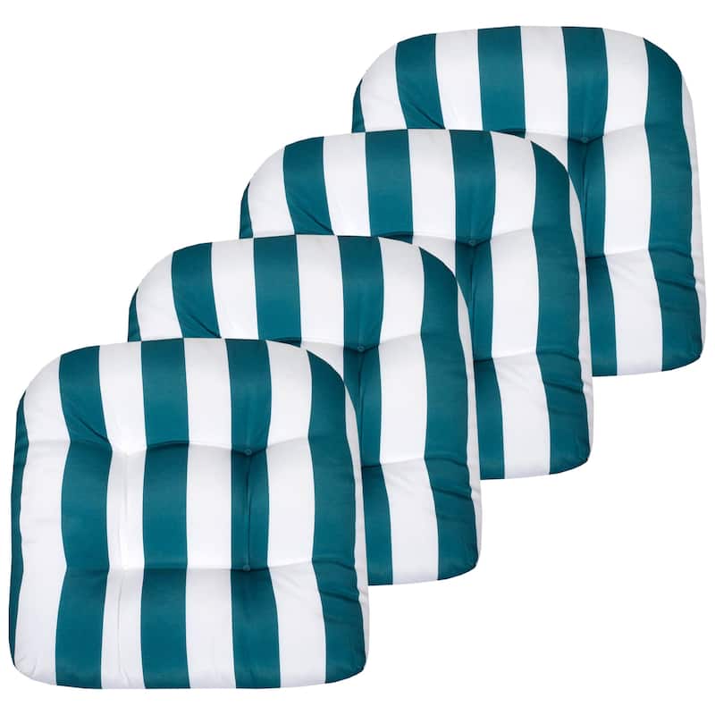 Sweet Home Collection Havana Stripe Patio Cushions Outdoor Chair Pads Thick Fiber Fill Tufted 19" x 19"
