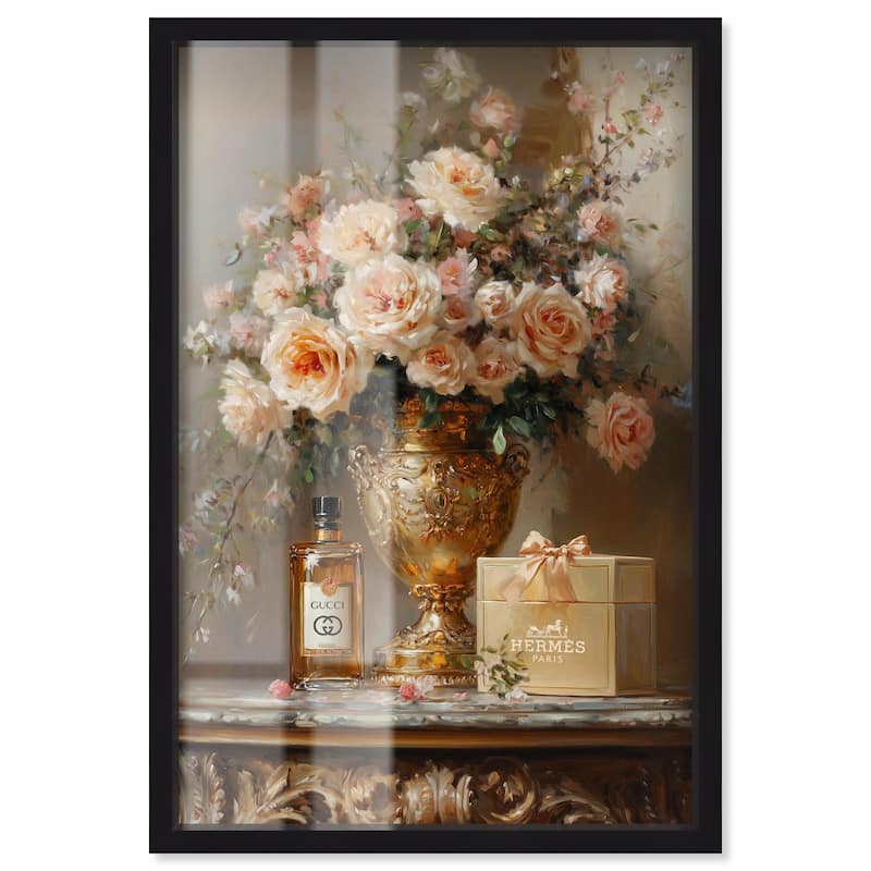 Classical Vase Tans and Floral Shadowbox by Art Remedy - Black - 30" x 45"