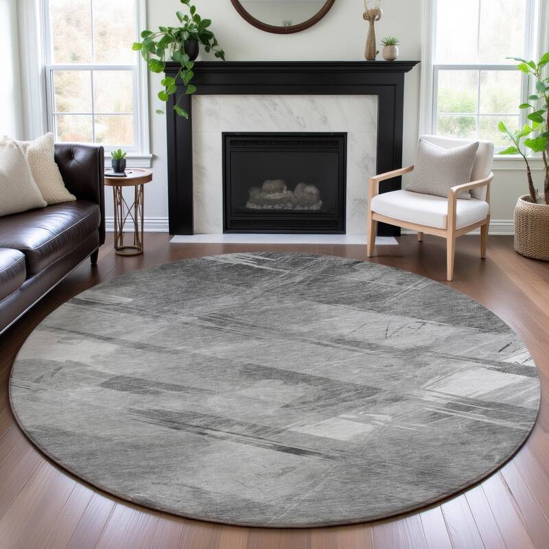 Premium Washable Super Soft Abstract Stripe Mayfield Rug - Gray - 8' x 8'