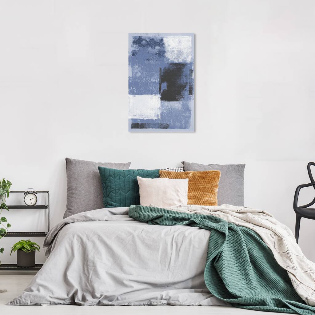 Wynwood Studio Canvas Abstract Remixed Purity Indigo Charcoal Blue and Pastel Blue Modern & Contemporary Wall Art Canvas Print