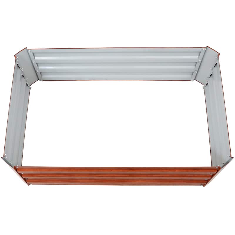 HomeRoots 12" X 48" Brown Steel Rectangular Raised Garden Bed