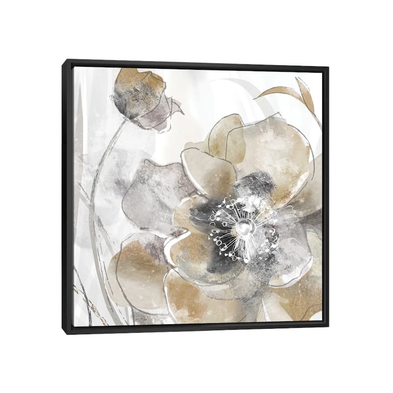 iCanvas "Taupe Spring Poppy I" by Maria Donovan Framed Canvas Print - Black - 37x37