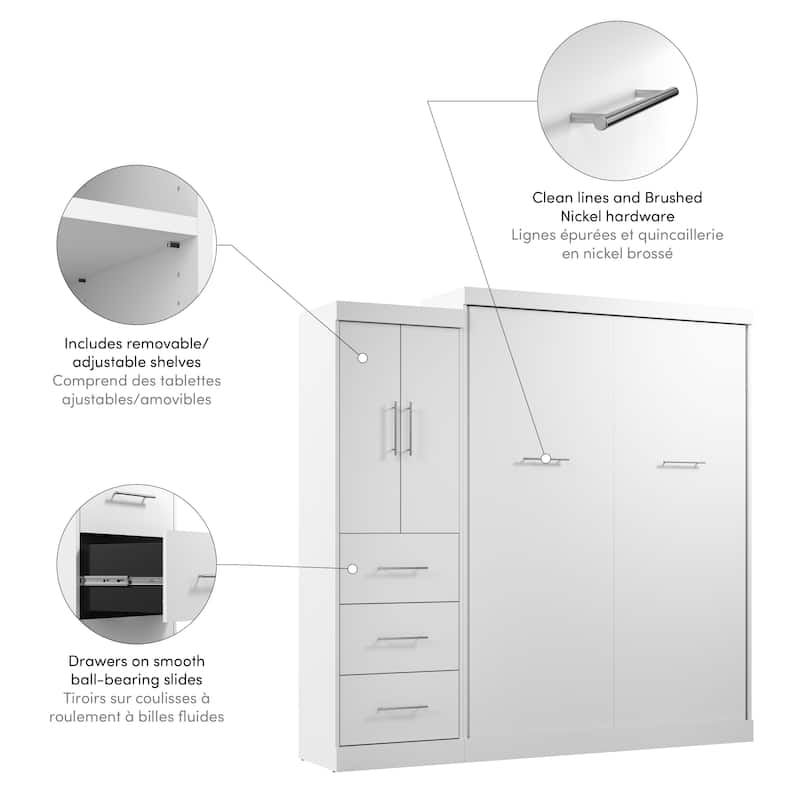 Nebula Queen Murphy Bed with Wardrobe (90W) by Bestar