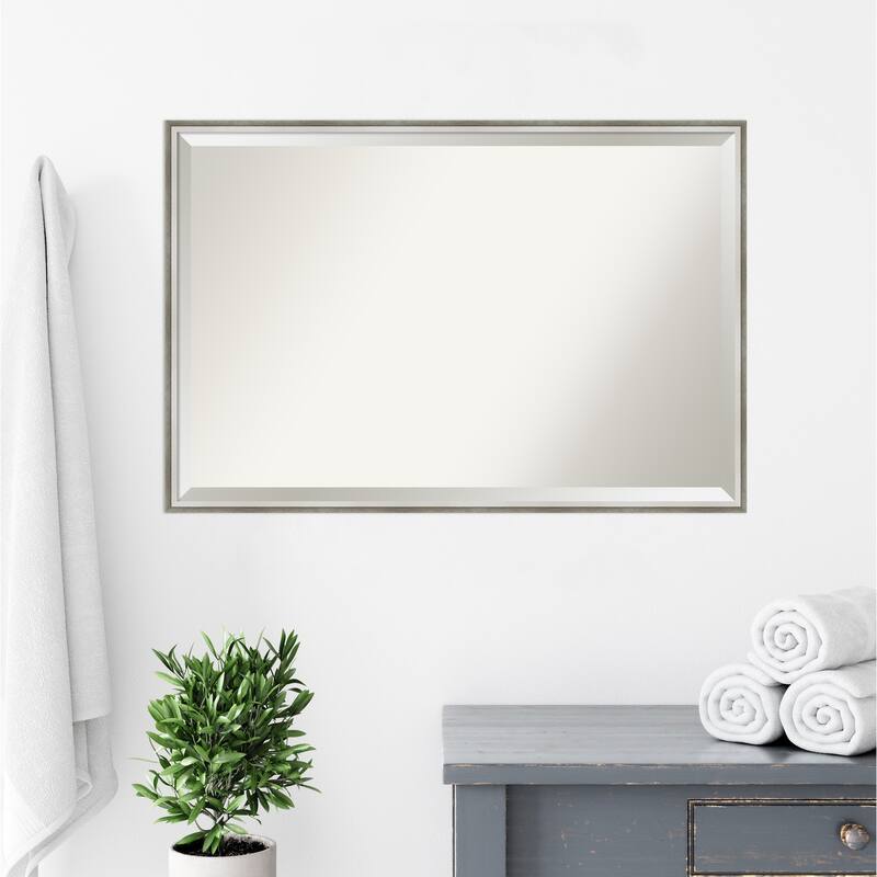 Beveled Wood Bathroom Wall Mirror - Lucie Frame