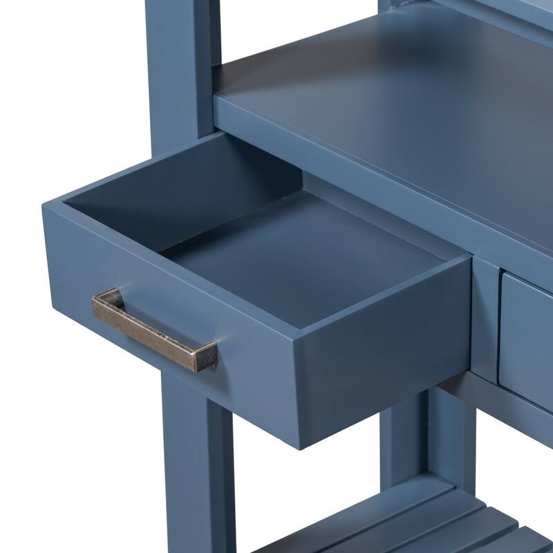 62.2" Modern Console Table with 4 Drawers and 2 Shelves