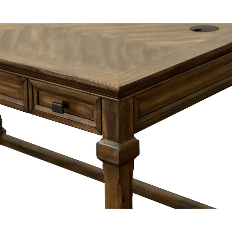 Traditional Wood Writing Desk, Office Desk, Storage Table, Brown