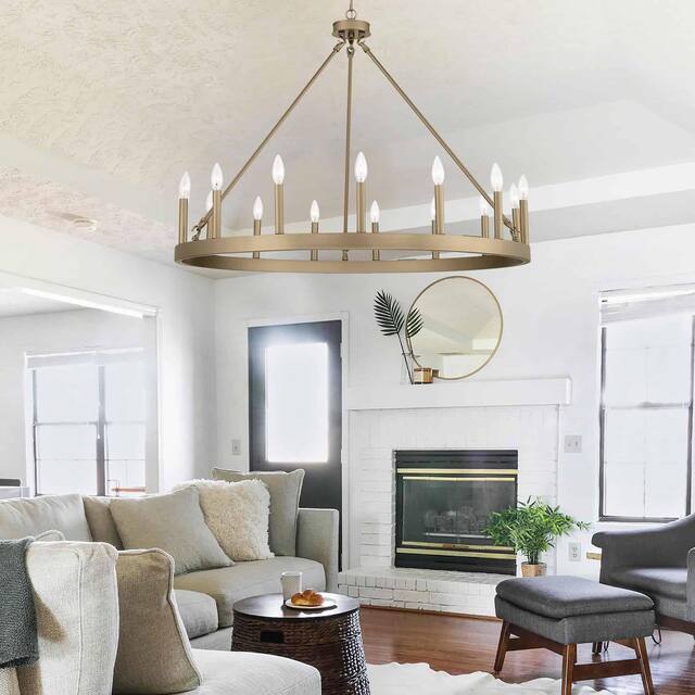 Acroma 15 Light 40 In Modern Farmhouse Wagon Wheel Chandelier-UL