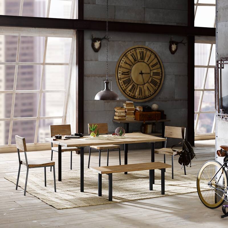 Roomfitters Dining Side Chair (Set of 2), Industrial Solid Wood and Steel Frame, Barn Gray & Matte Black - Grey