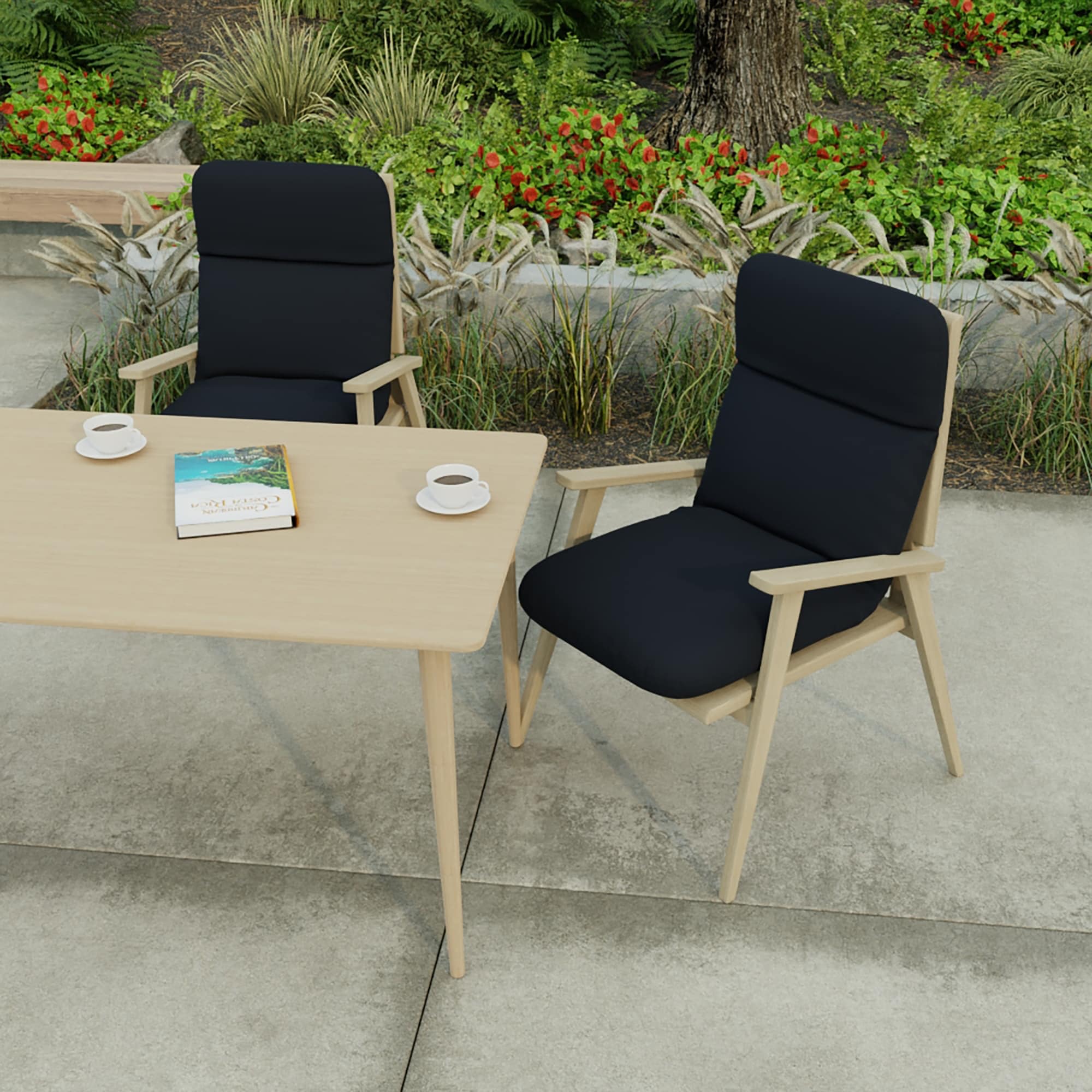 22" x 45" Navy Solid Outdoor Chair Cushion with Ties and Loop - 45'' L x 22'' W x 5'' H