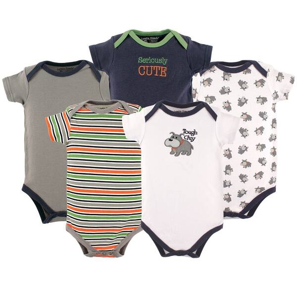 slide 1 of 1, Luvable Friends Baby Boy Cotton Bodysuits 5pk, Dog 0-3 Months - Dog