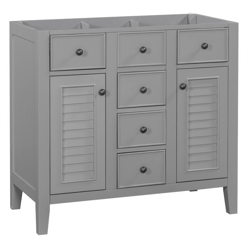Modern Bathroom Vanity without Sink, Cabinet Base Only - Grey