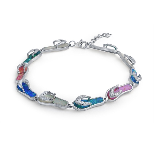 Tropical Vacation Flip Flop al Created Opal Bracelet Sterling Silver. Opens flyout.