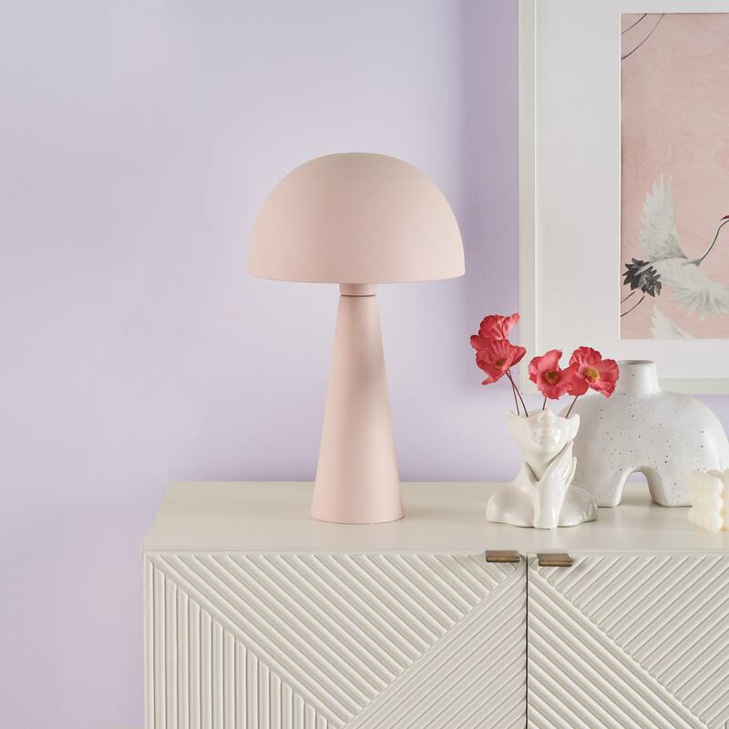Nourison 16" Mushroom Shaped Iron Table Lamps, Set of 2