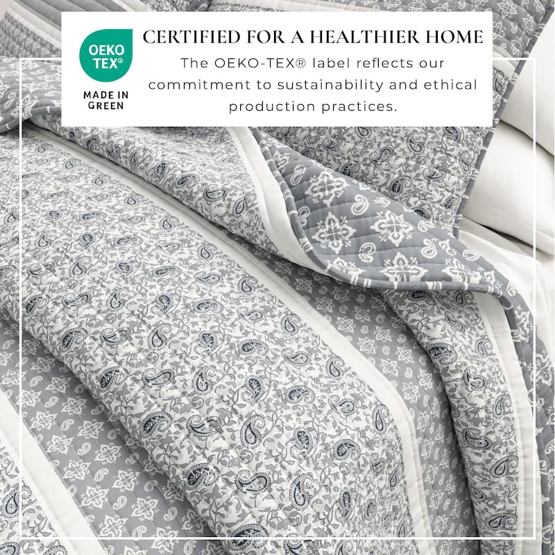 Linery & Co. Stripe & Paisley Microfiber Quilt Set With Shams