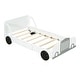 preview thumbnail 3 of 25, Twin Size Car-Shaped Platform Bed Frame w/ Wheels Creative Trundle Bed for Kids, Teens No Box Spring Needed, Easy Assembly