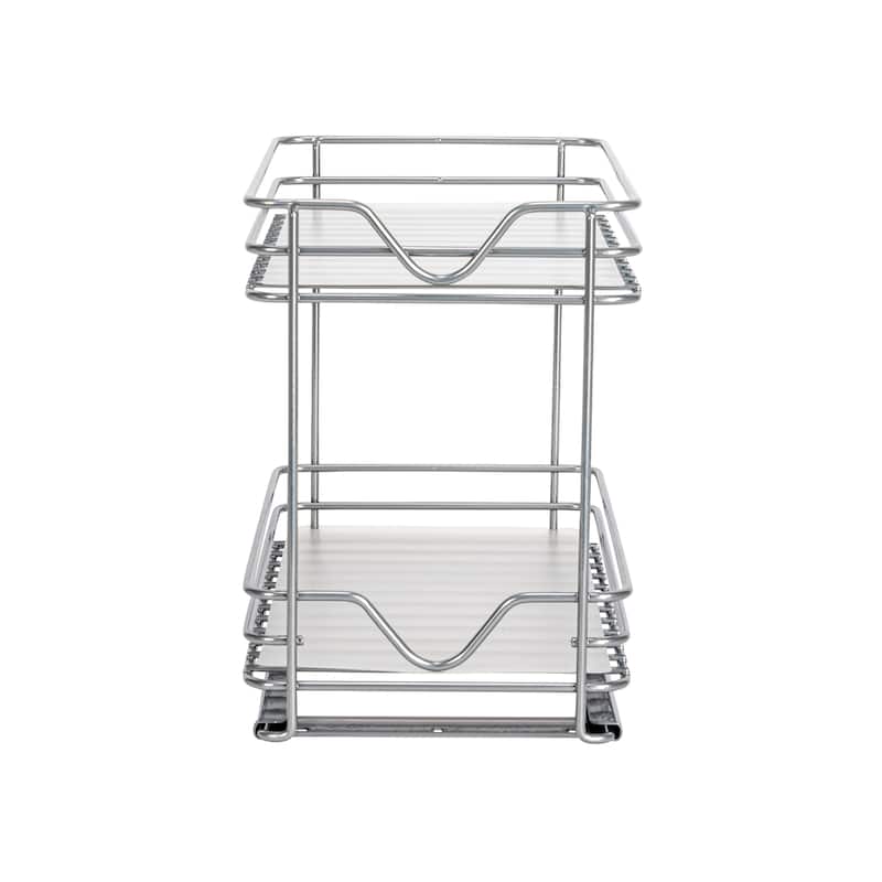 Household Essentials 2-Tier Brushed Nickel Spice Rack Organizer, Sliding Pantry Organizer