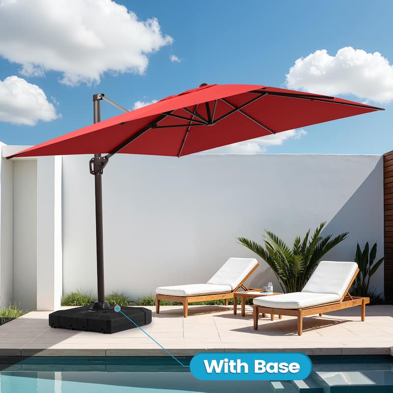 11 x 9 FT Outdoor Patio Offset Cantilever Umbrella with Base