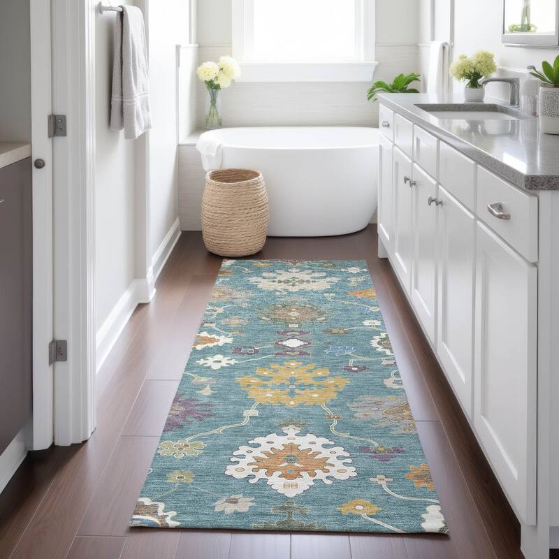 Machine Washable Indoor/ Outdoor Traditonal Delhi Chantille Rug