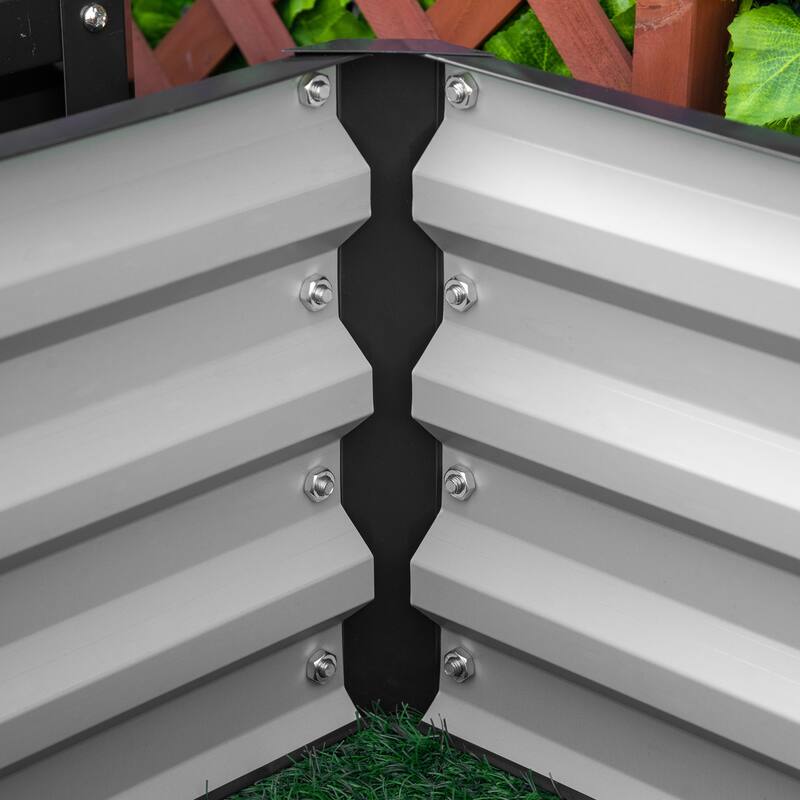 Outsunny 2' x 2' x 1' 2-Piece Raised Garden Bed Box with Steel Frame for Vegetables, Flowers, & Herbs, Grey