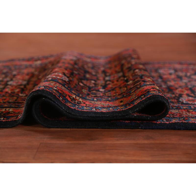 Hand Knotted Oriental 100% Wool Carpet Traditional Floral Navy Blue & Blues Mahal Runner Rug - 18' 9'' X 3' 1''
