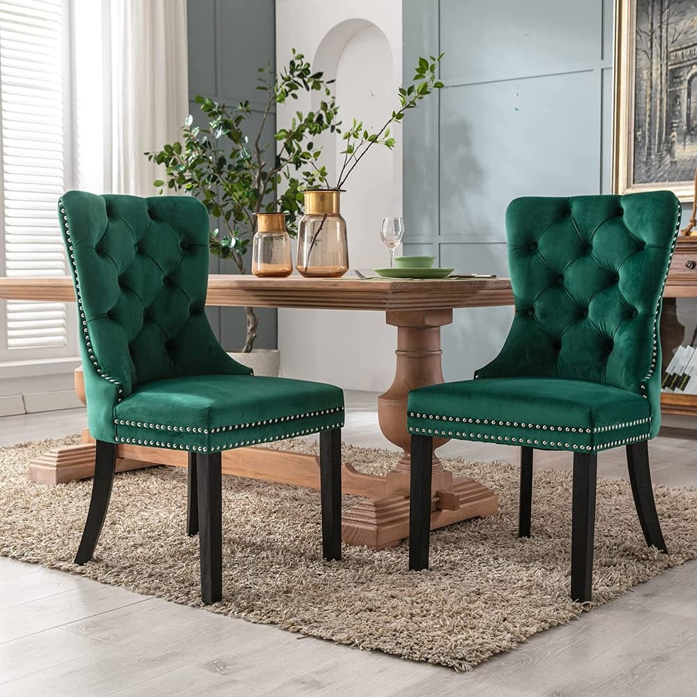 Velvet Dining Chairs Set of 2, Accent Diner Chairs Upholstered Fabric Living Room Chairs Side Chair Stylish Kitchen Chairs