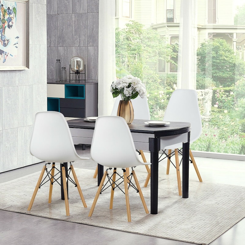 Gymax Set of 4 Modern Dining Side Chairs Armless Home Office w/ Wood - See Details