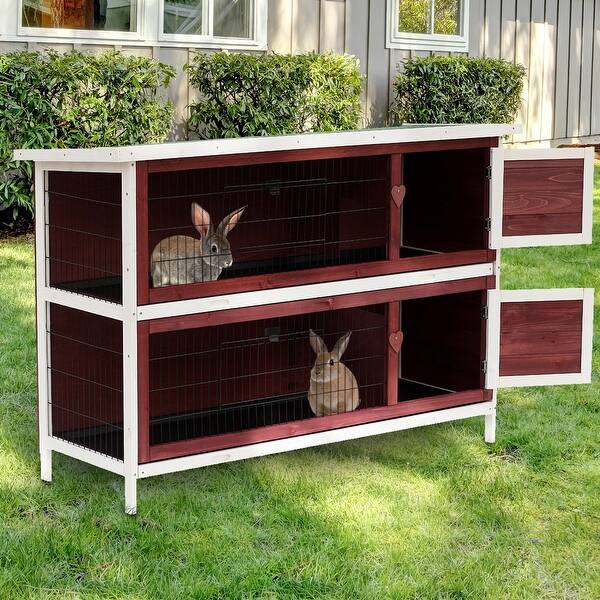 Pawhut 54inch 2tier Wood/Wire Rabbit Hutch Bed Bath & Beyond 22407429